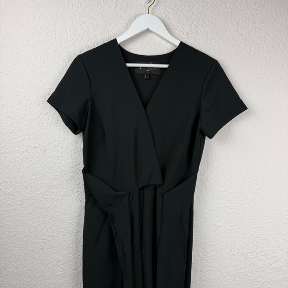 Nicole Miller Womens Collection Black Wrap Front Short Sleeve Jumpsuit 4 - Picture 4 of 14